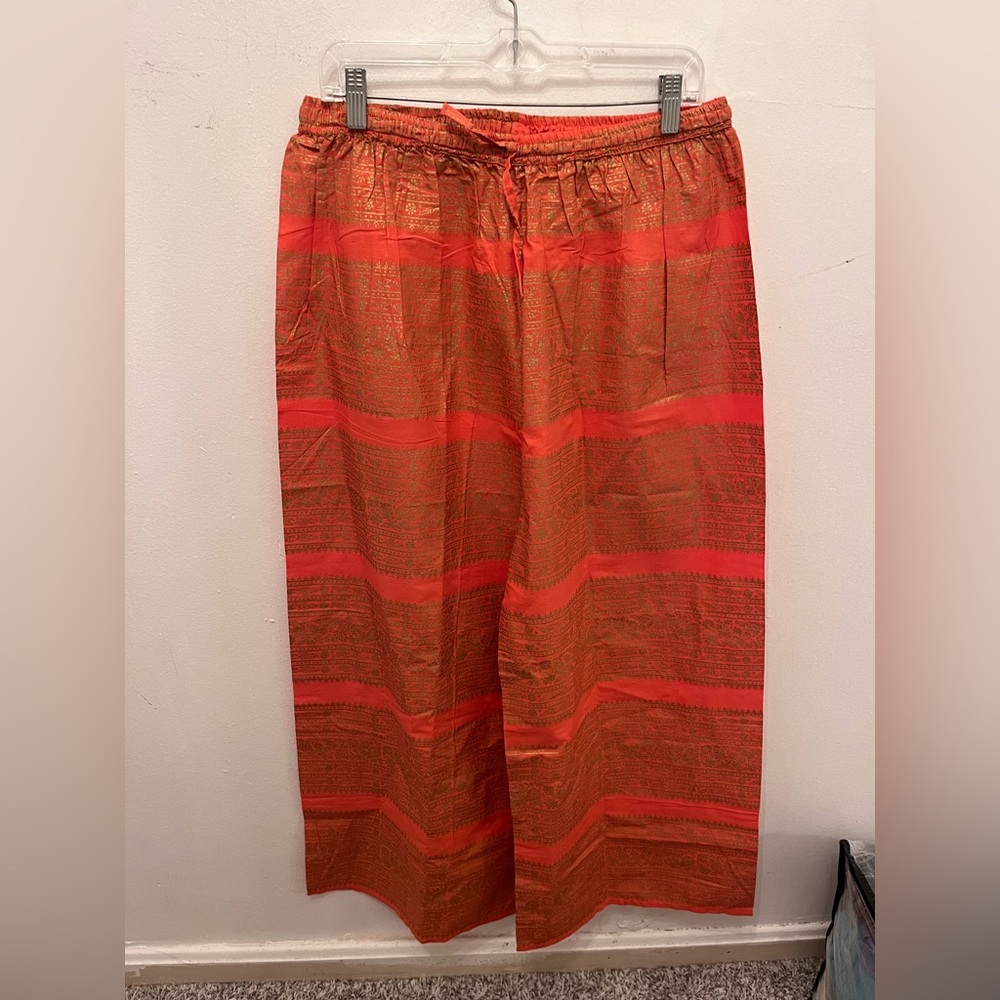 Meeranshi Kurta Bottoms Orange Stripe XXL